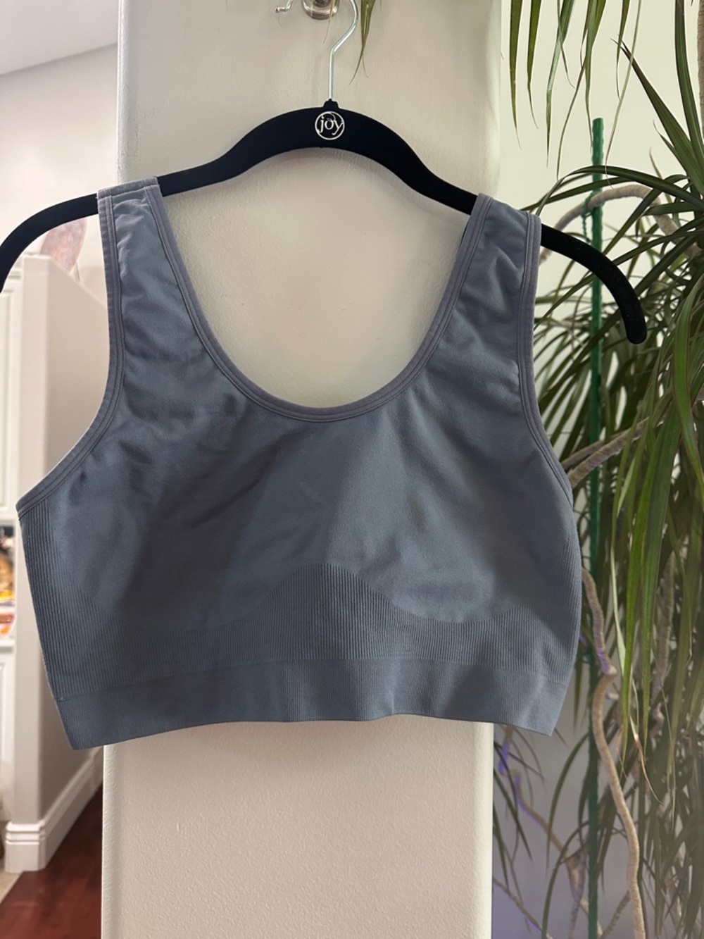 Cacique Gray Blue Cotton Unlined No Wire Bralette with Wide Straps
